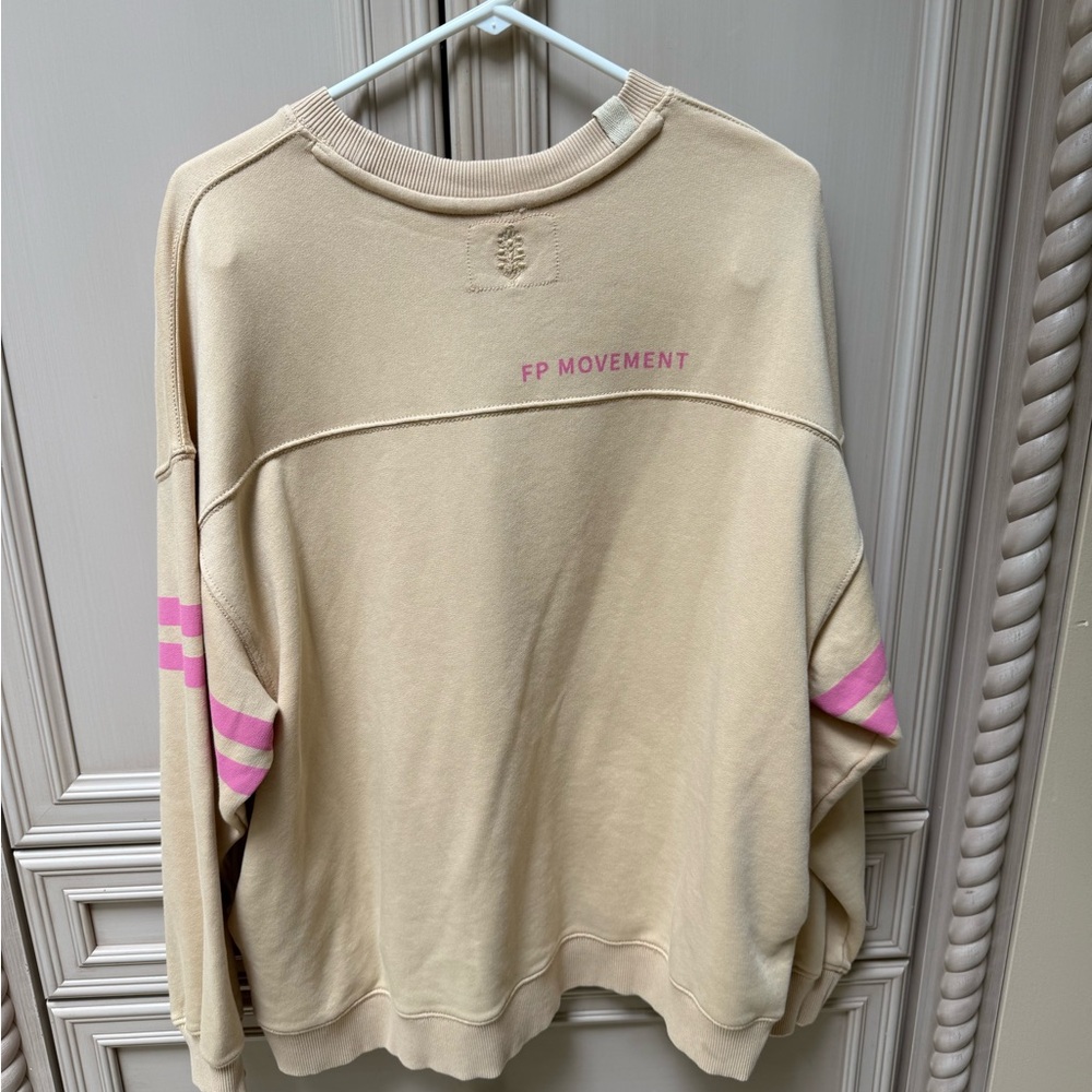 Beige and Pink Graphic Sweatshirt and Pants Set - Picture 3 of 7